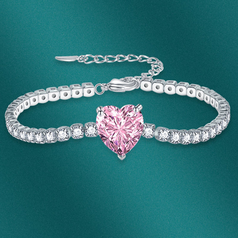 Pink Heart-Shaped Zircon Fashion Necklace
