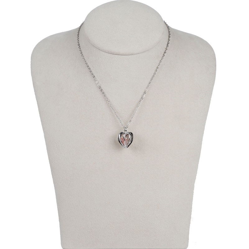Heart Royal Crown Gemstone Filling Silver Necklace