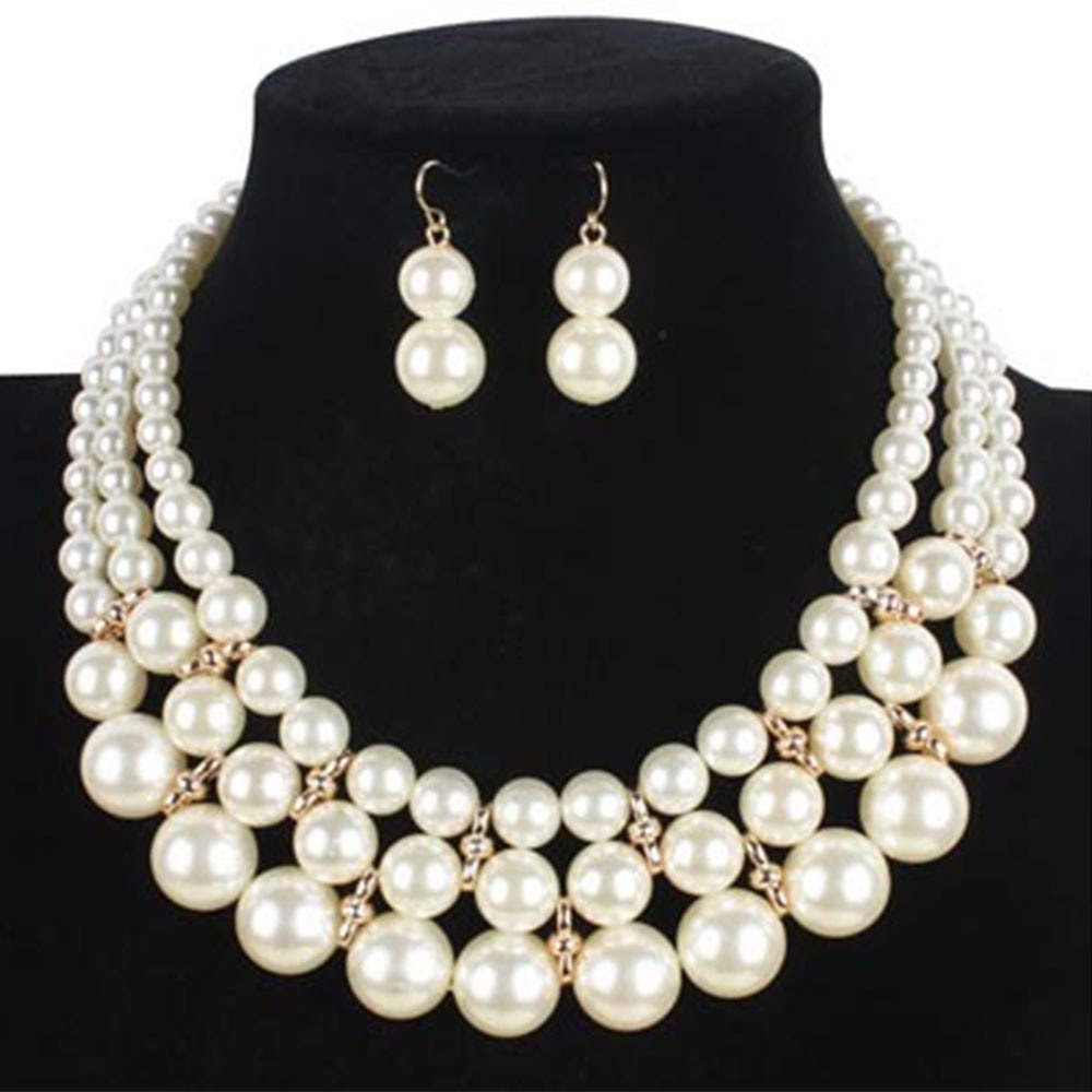New Product Fashion Pearl Bead Necklace Jewelry Set