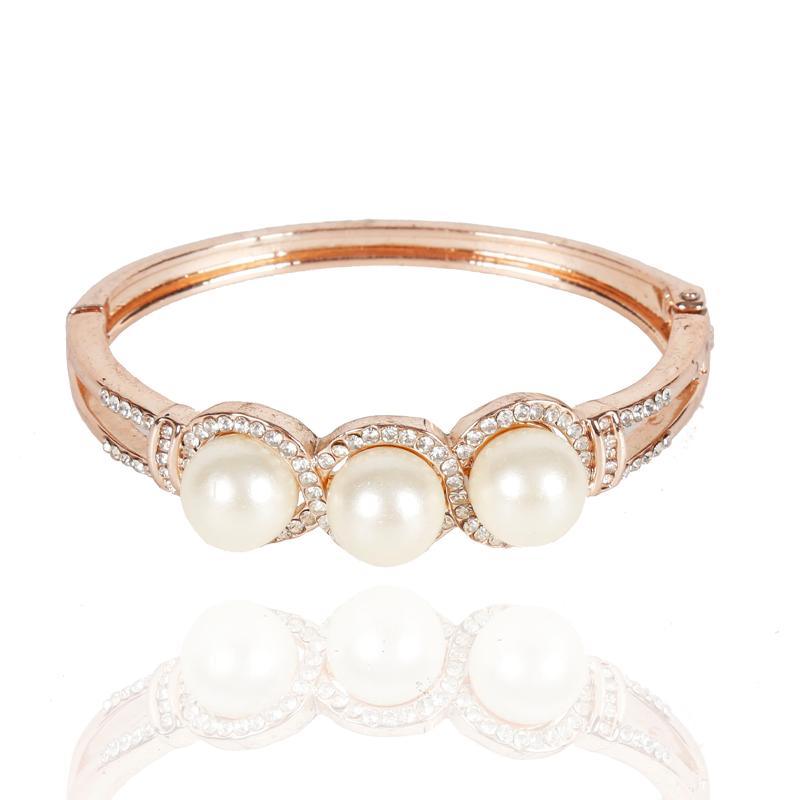 Three Pearl Rose Gold Women′s Luxury Bracelet