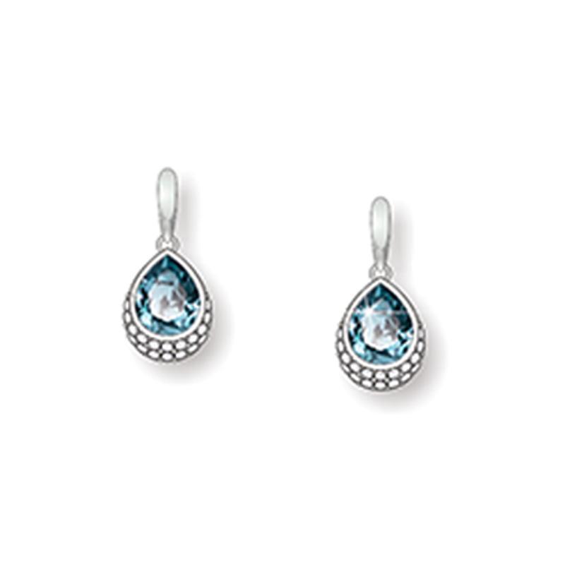 Teardrop Silver Jewelry Set with Sapphire