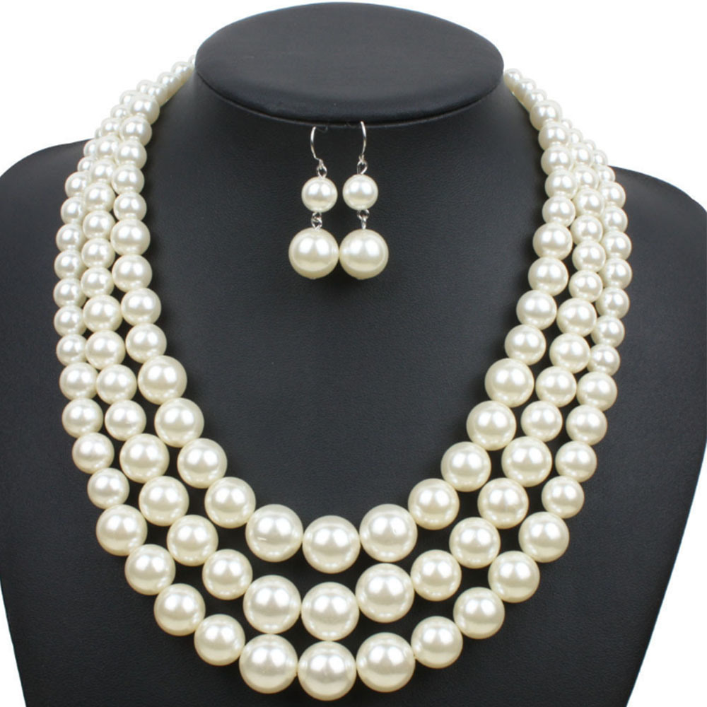New Product Fashion Pearl Bead Necklace Jewelry Set