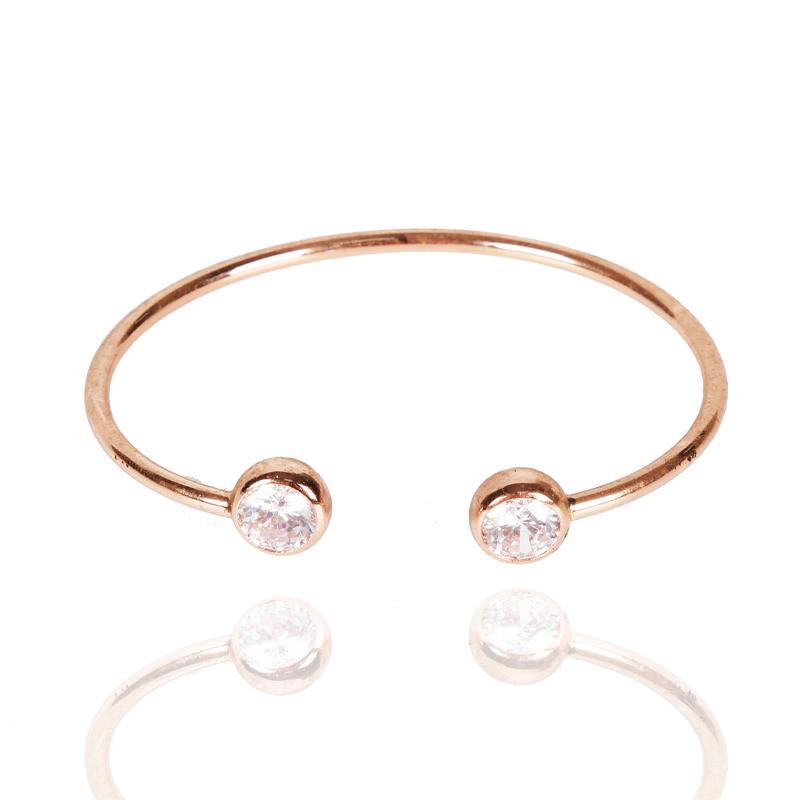 Chinese Style Design Double Diamond Rose Gold Bracelet