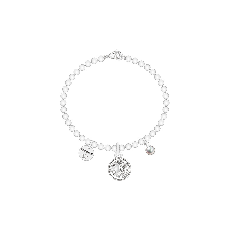 Five Silver Pearl Lion Pattern Diamond Jewelry
