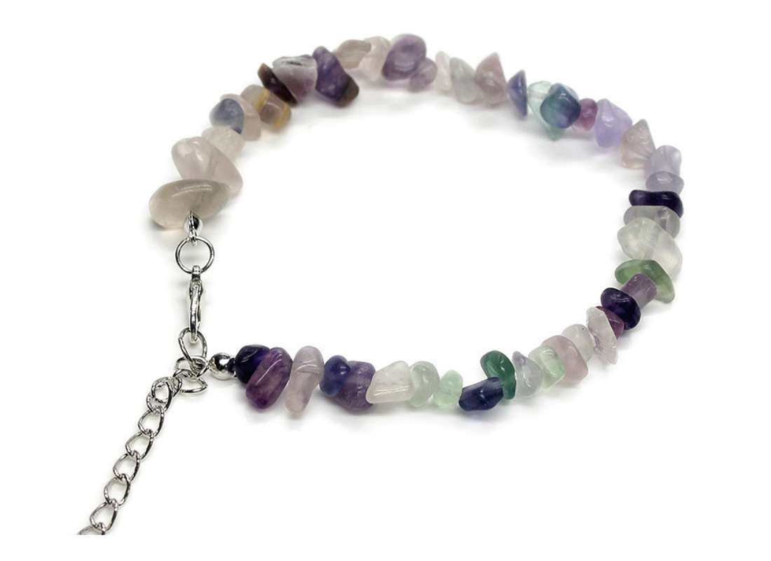 Natural Fluorite Bracelet Crushed Stone Bracelet for Women Sweet Colored Irregular Crystal Jewelry