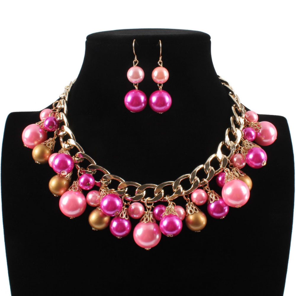 Most Popular Fashion Purple Bead Necklace Jewelry Set