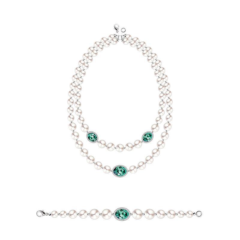 Popular Pearl Jewelry Set with Emeralds