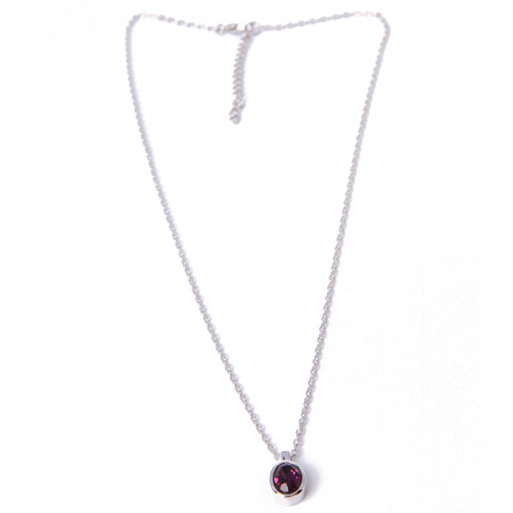 Custom Fashion Jewelry Silver Red Rhinestone Pendant Necklace