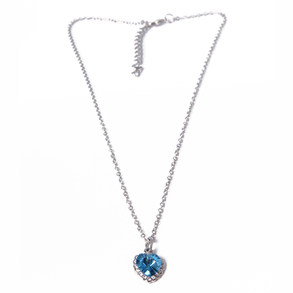 High Quality Fashion Jewelry Gold Necklace with Blue White Rhinestone