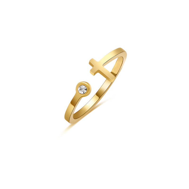 Open Ring Stainless Steel Bow Heart Cross Fashion Diamond-Encrusted Ring Rings Do Not Fade Ring Jewelry