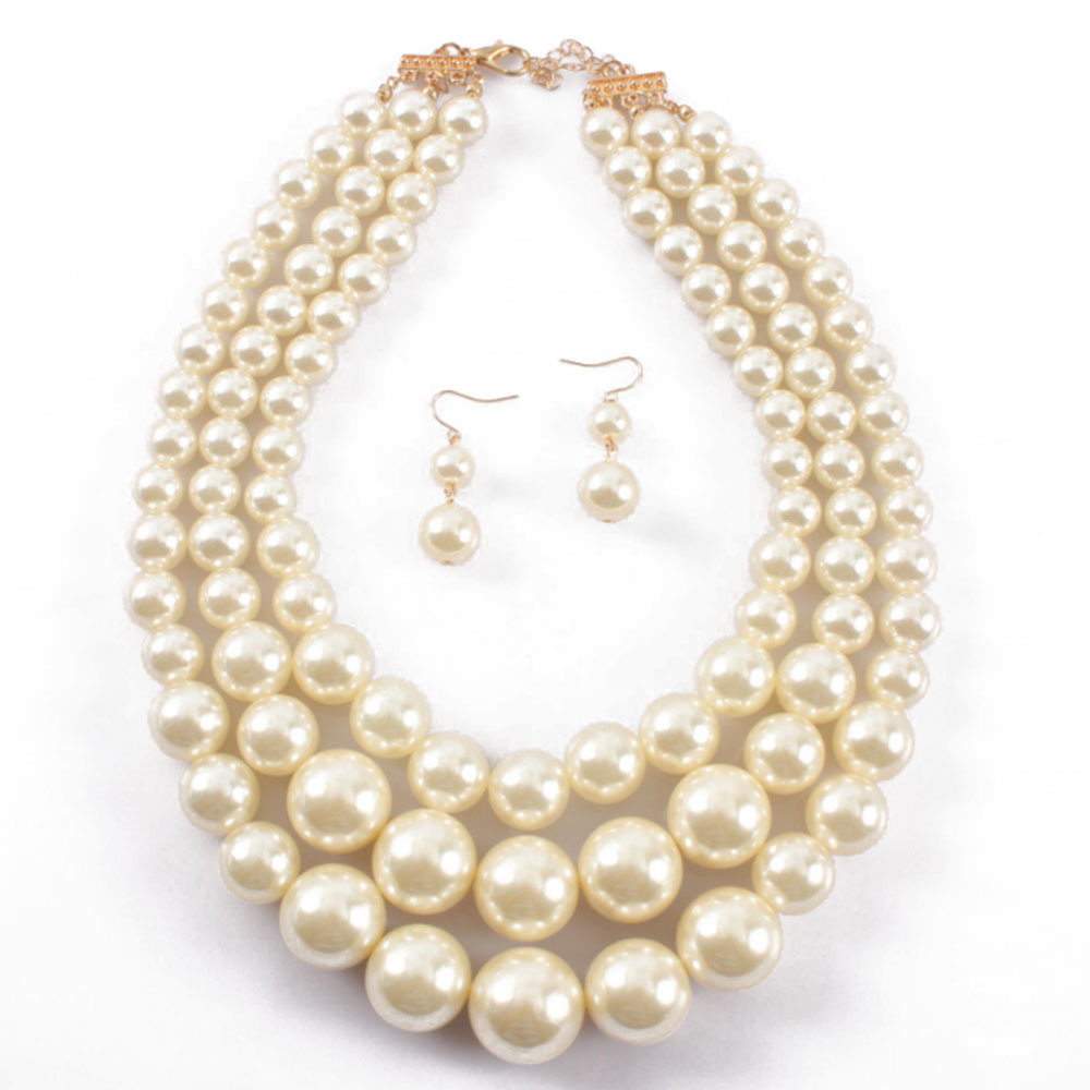 New Technology Fashion Peal Bead Necklace Jewelry Set