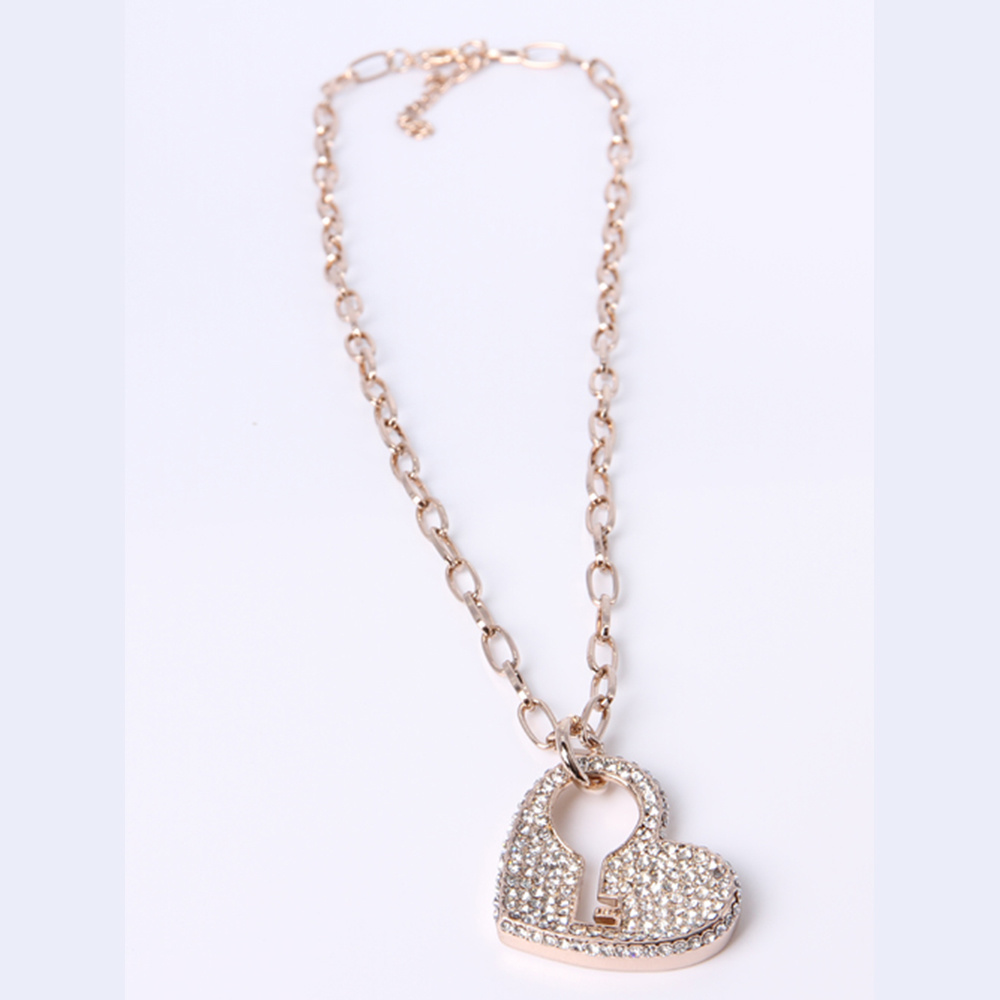 Wholesale Silver Bead Pendant Necklace with Black Rhinestone