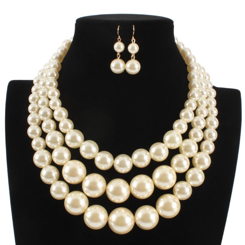 New Product Fashion Bead Necklace Gold Jewelry Set