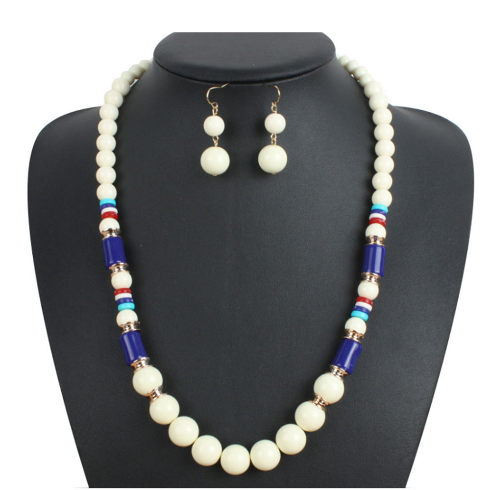 Most Popular Fashion Blue Bead Necklace Jewelry Set
