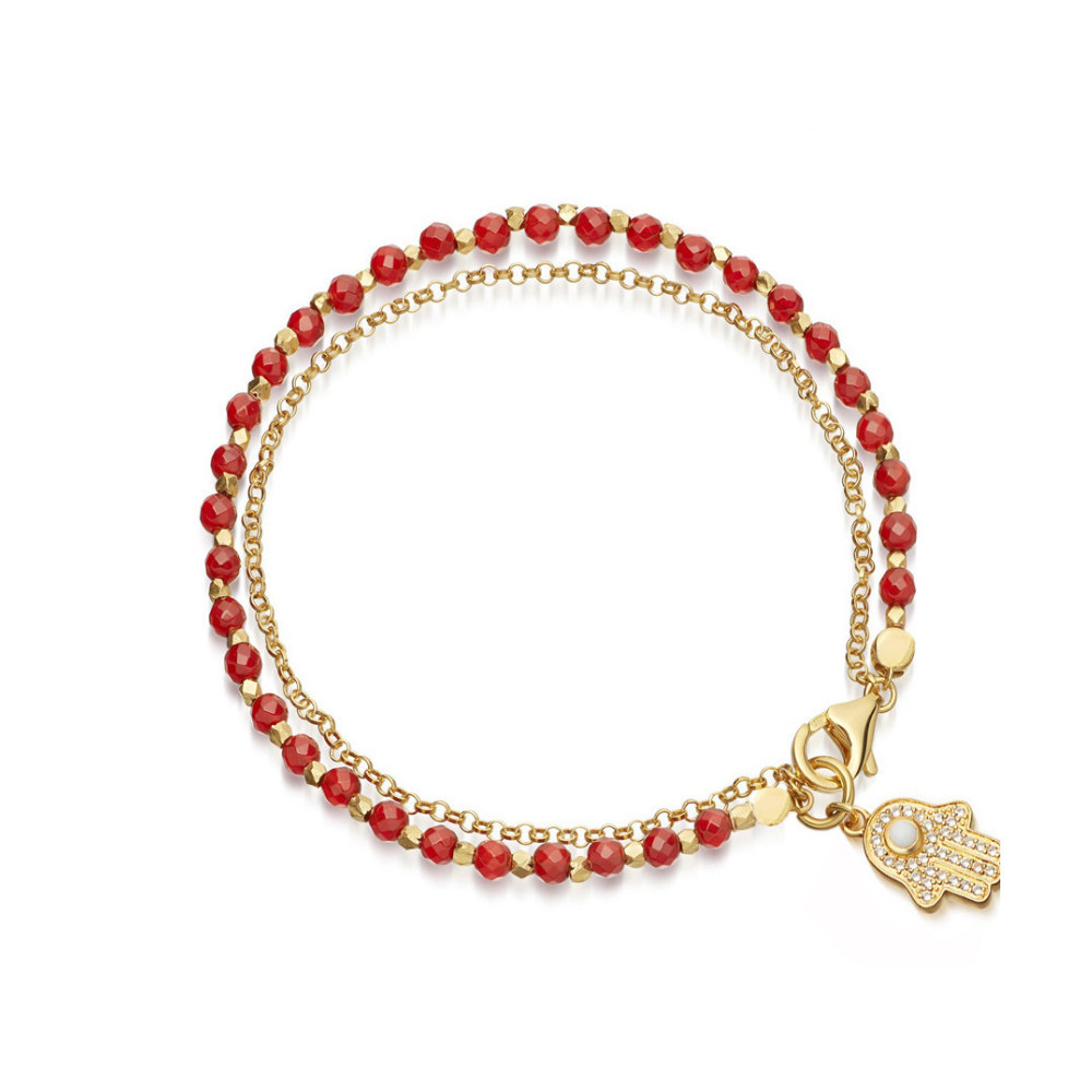 High Quality Fashion Jewelry Gold Red Bead Bracelet with Shell