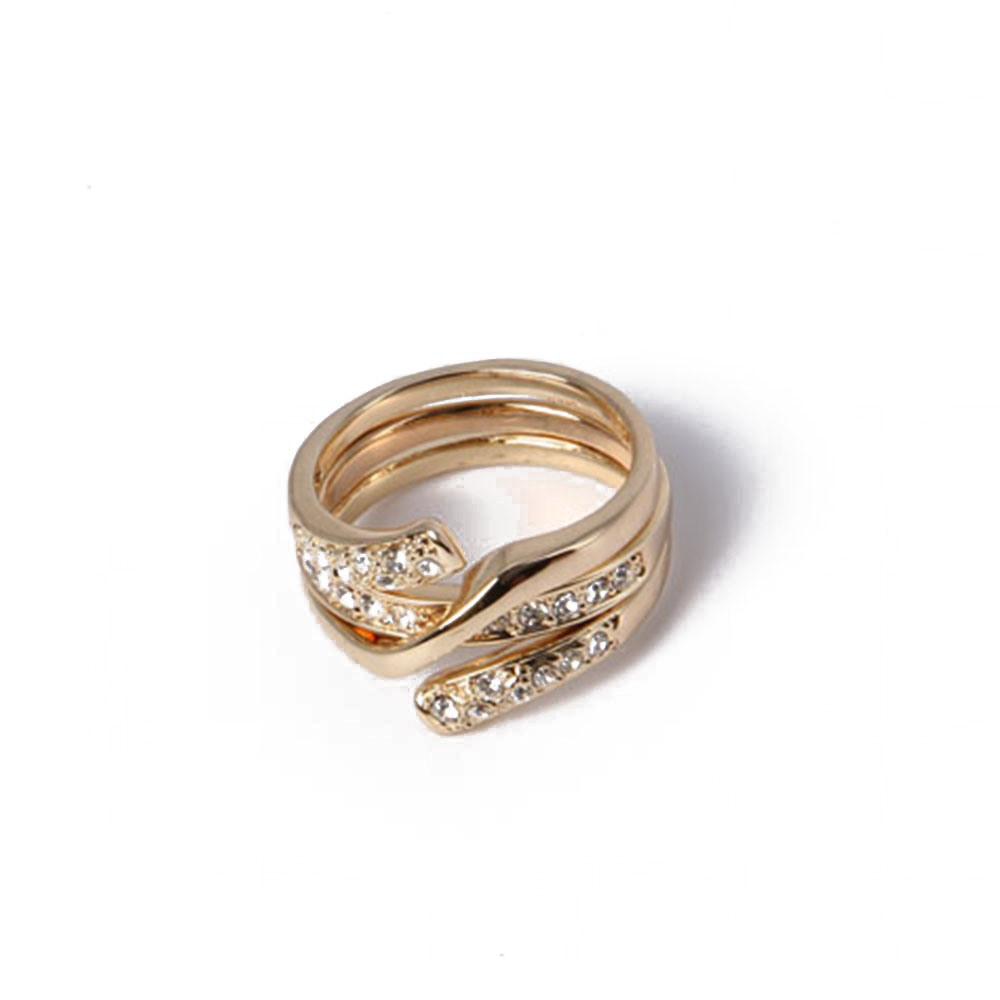 Fancy Fashion Jewelry Gold Plating Ring with White Rhinestone