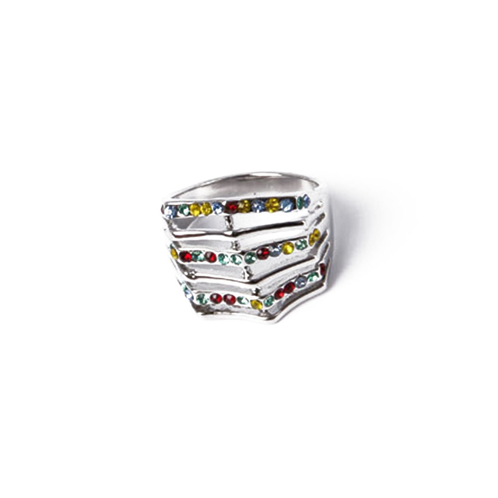 Fashion Jewellery 8-Shaped Glod Ring with Colorful Rhinestone