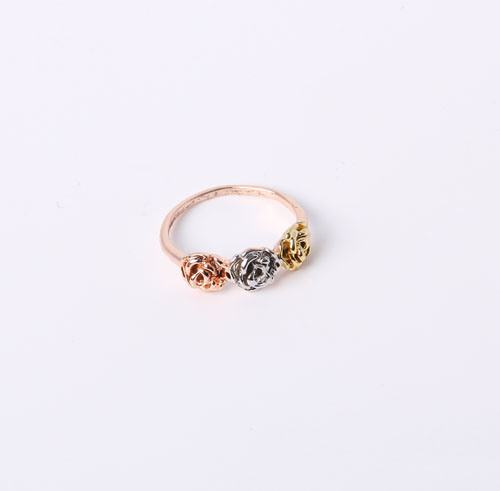 Rose Gold Simple Style Jewelry Ring with Rhinestones