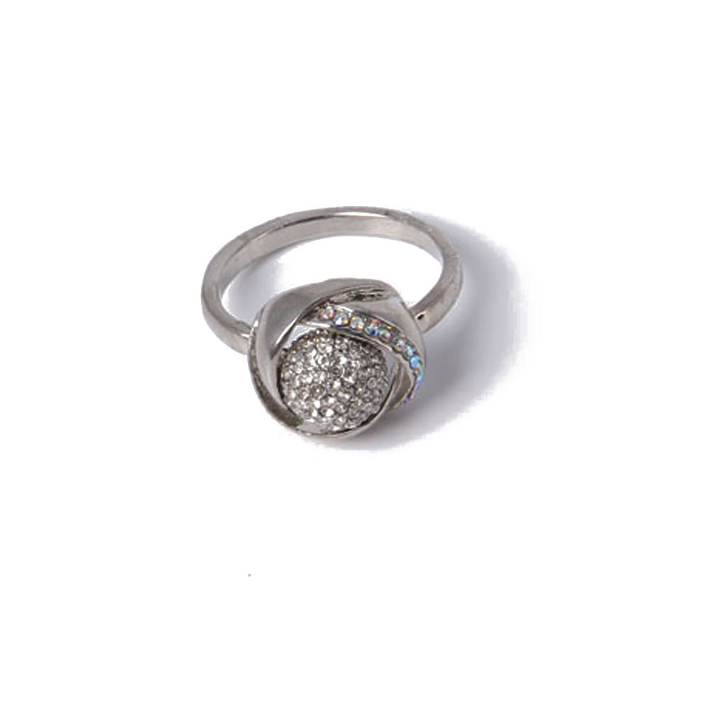 Custom Fashion Jewellery Spherical Gold Ring with Rhinestone