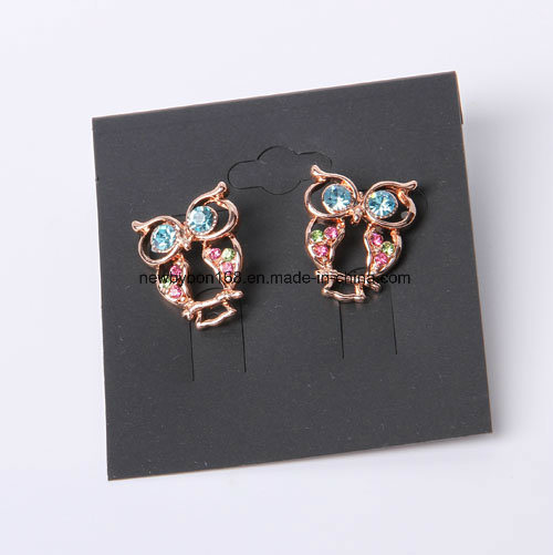 Fashion Jewelry Heart Earrings in Twon Tone Color with Rhinestones