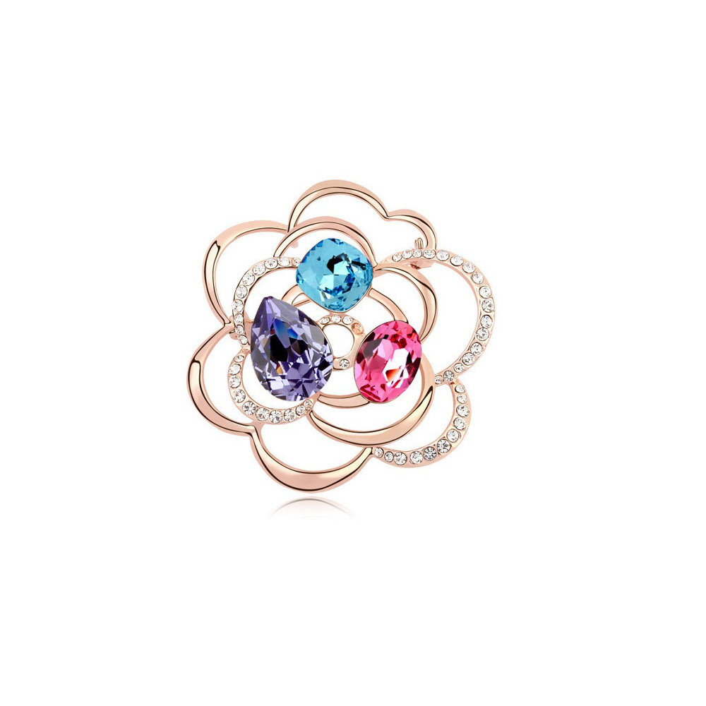Wholesale Fashion jewelry Flower Shape Gold Pearl Brooch