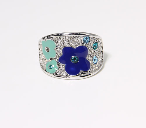 Fashion Jewelry Ring with Flower Pattern with Enamel