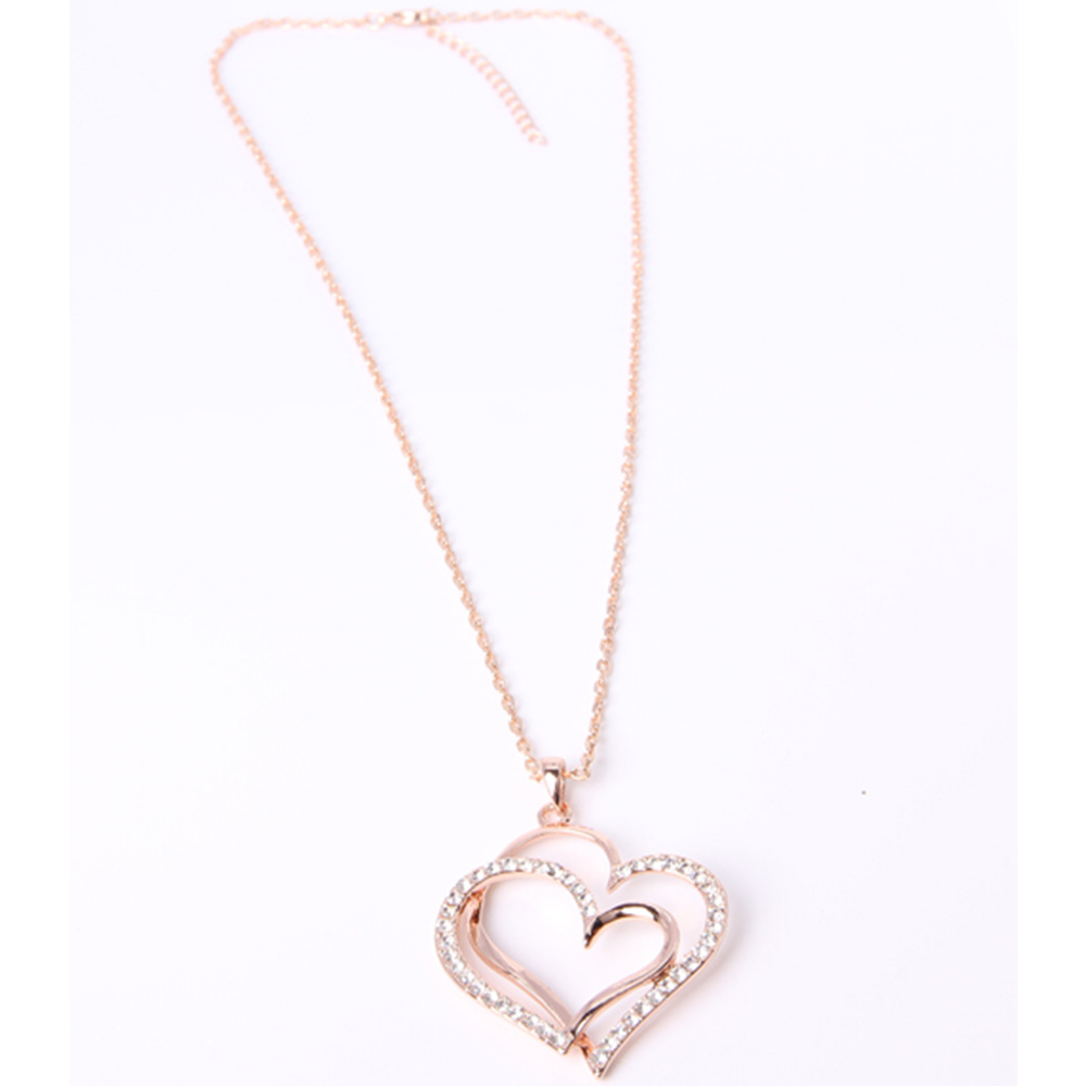 Customized Fashion Jewelry Gold Pendant Necklace with Double Love