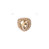 Cat Eye and Small Plastic Pearl Fashion Ring Gold Plated 