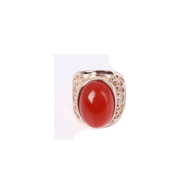 Gold Color Fashion Jewelry Ring with Garnet Crystal Stones 